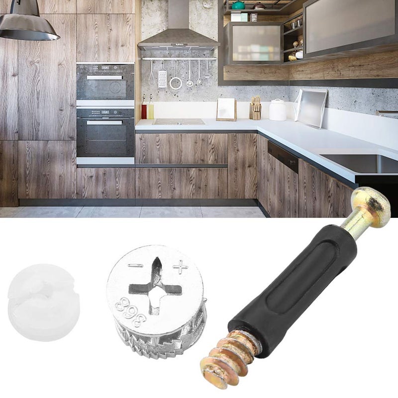 Fockety 25 Sets Furniture Connecting Cam Lock with Dowel Cam Lock Connectors Furniture Fastener Screws Nut, Thickened Sturdy Furniture Fastener Dowel Connector Cam Lock for Wardrobe - Image 3